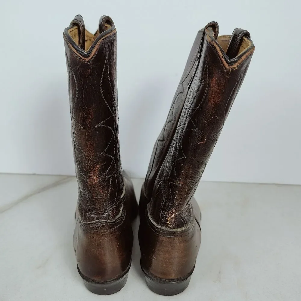 VTG Acme Kids' Brown Faux Leather Western Cowboy Boots, 13.5